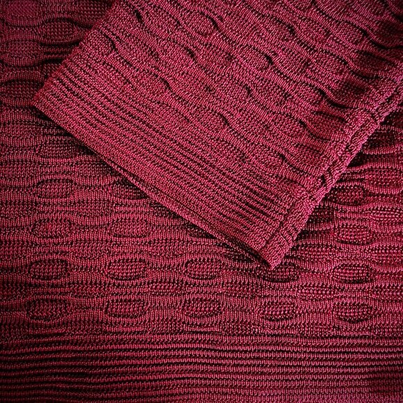 Vintage Jones New York Burgundy Red Knit V-Neck Sweater - Picture 3 of 5
